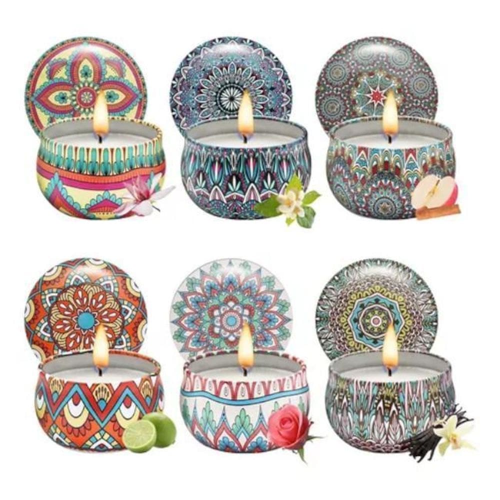 Super Velas Grande Cera Natural Perfumada Lata Mandalas
