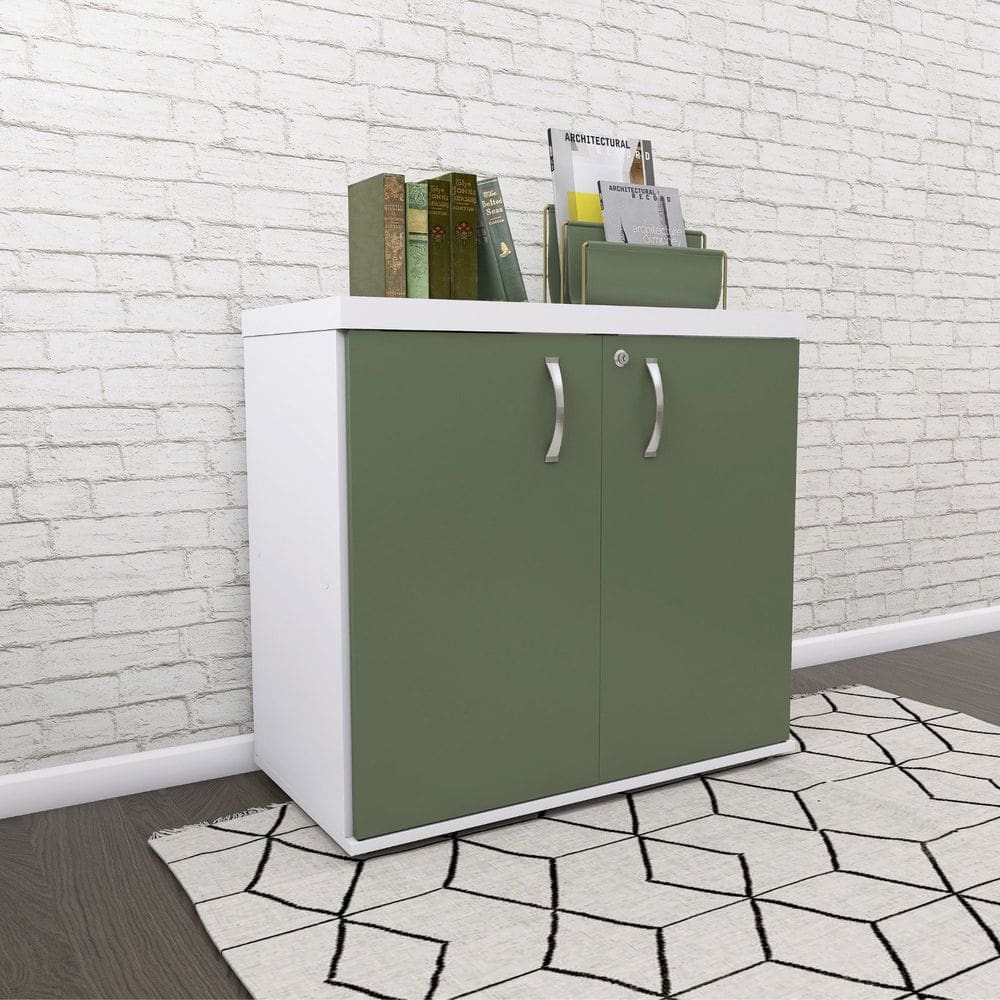 Armário para Escritório 2 Portas com Chave Branco/Salvia