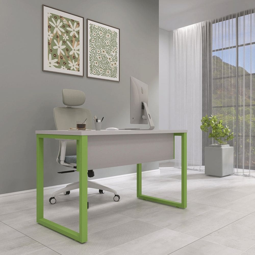 Escrivaninha para Escritório 73,5cm X 150cm Cinza/Verde Miró
