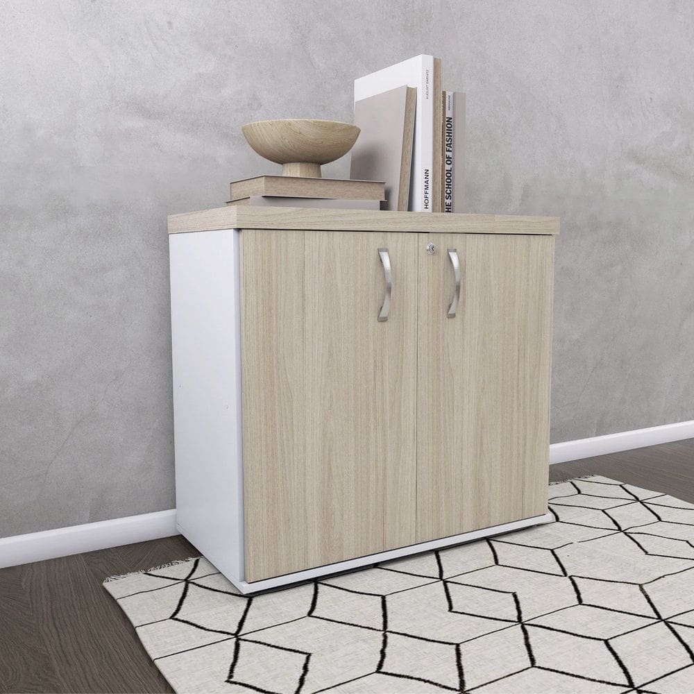 Armário para Escritório 2 Portas com Chave Branco/Castanheira
