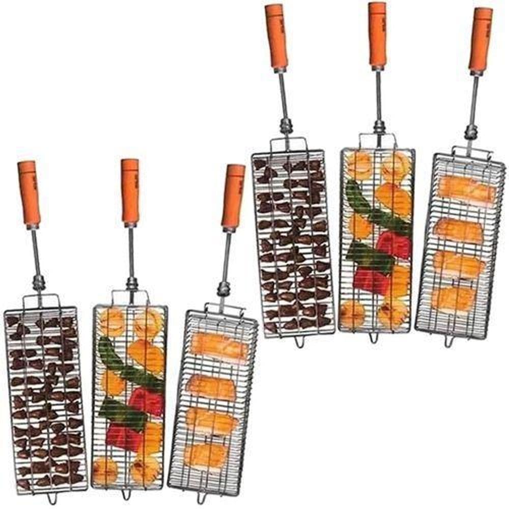 2 Kits Espeto Grelha Arke Cromadas Para Churrasqueira Agh-06
