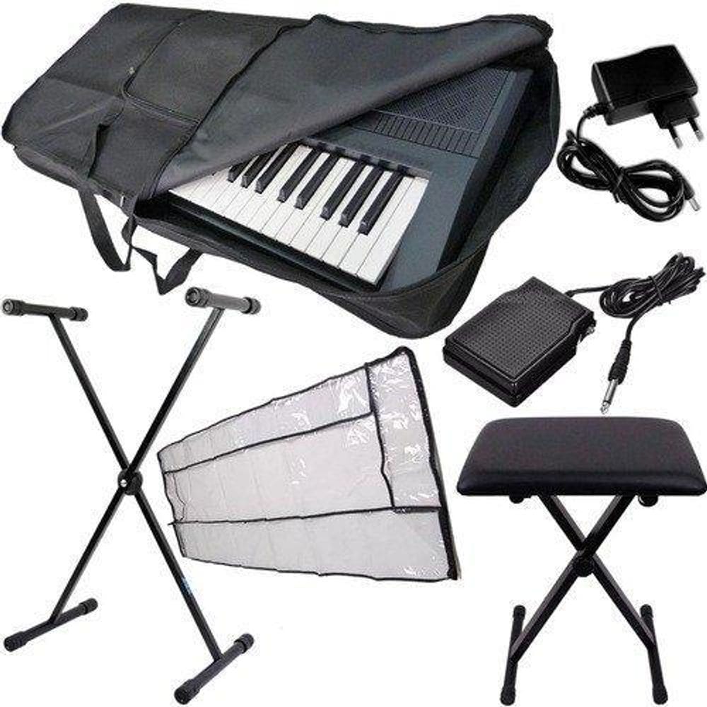 Kit Muti Acessórios Teclado Com Capa Banco Suporte Etc..