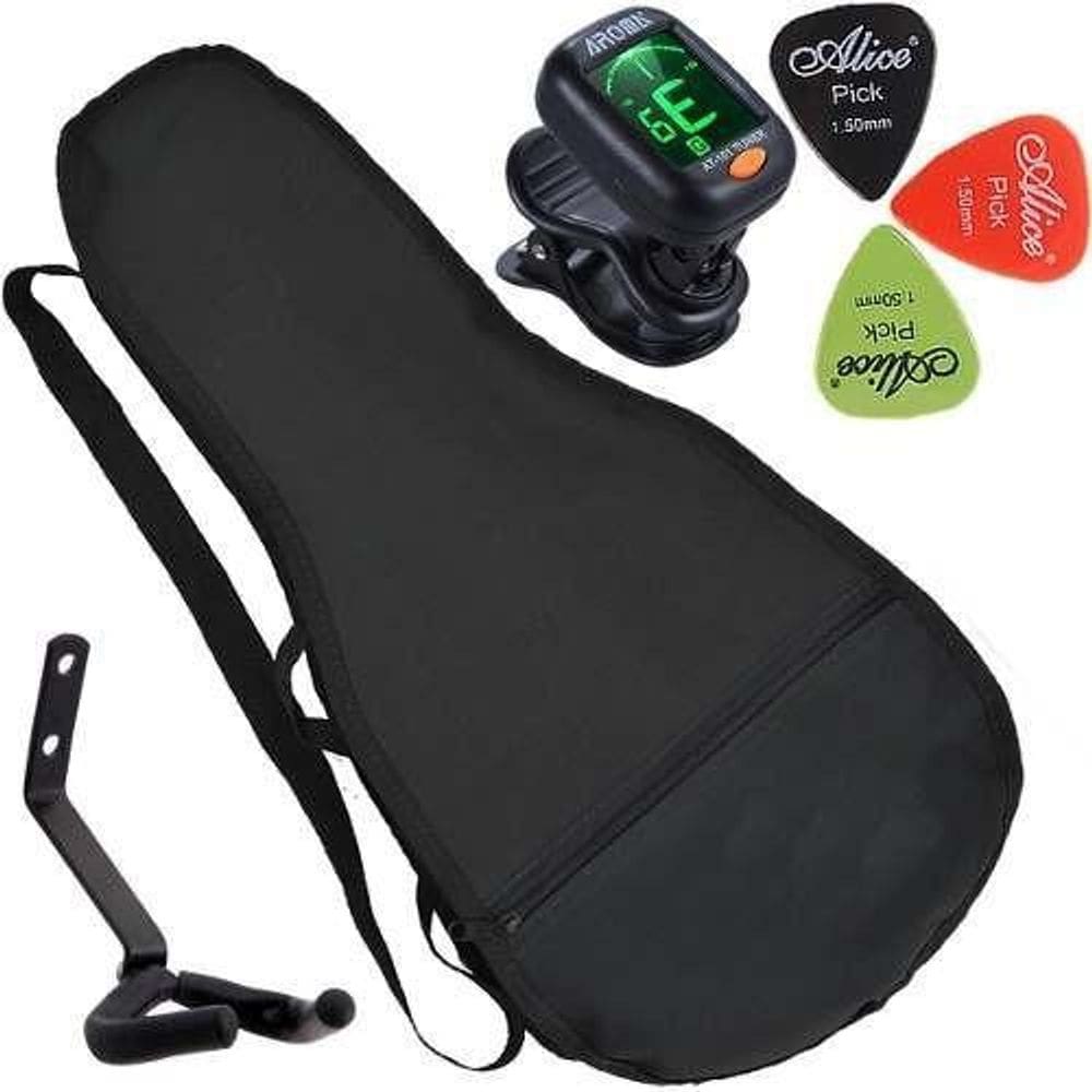 Kit Cavaquinho Capa Afinador Palheta Suporte Parede Carbon