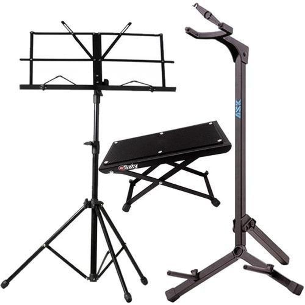 Kit Suporte Violão Ask G3S Com Descanço Pé Estante Partitura