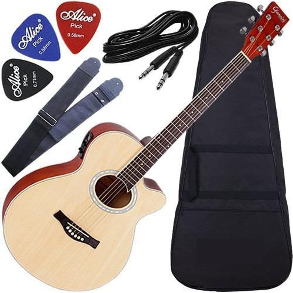 Kit Violão Folk Aço Gsf1R Giannini Nt Eletroacústico + Nota