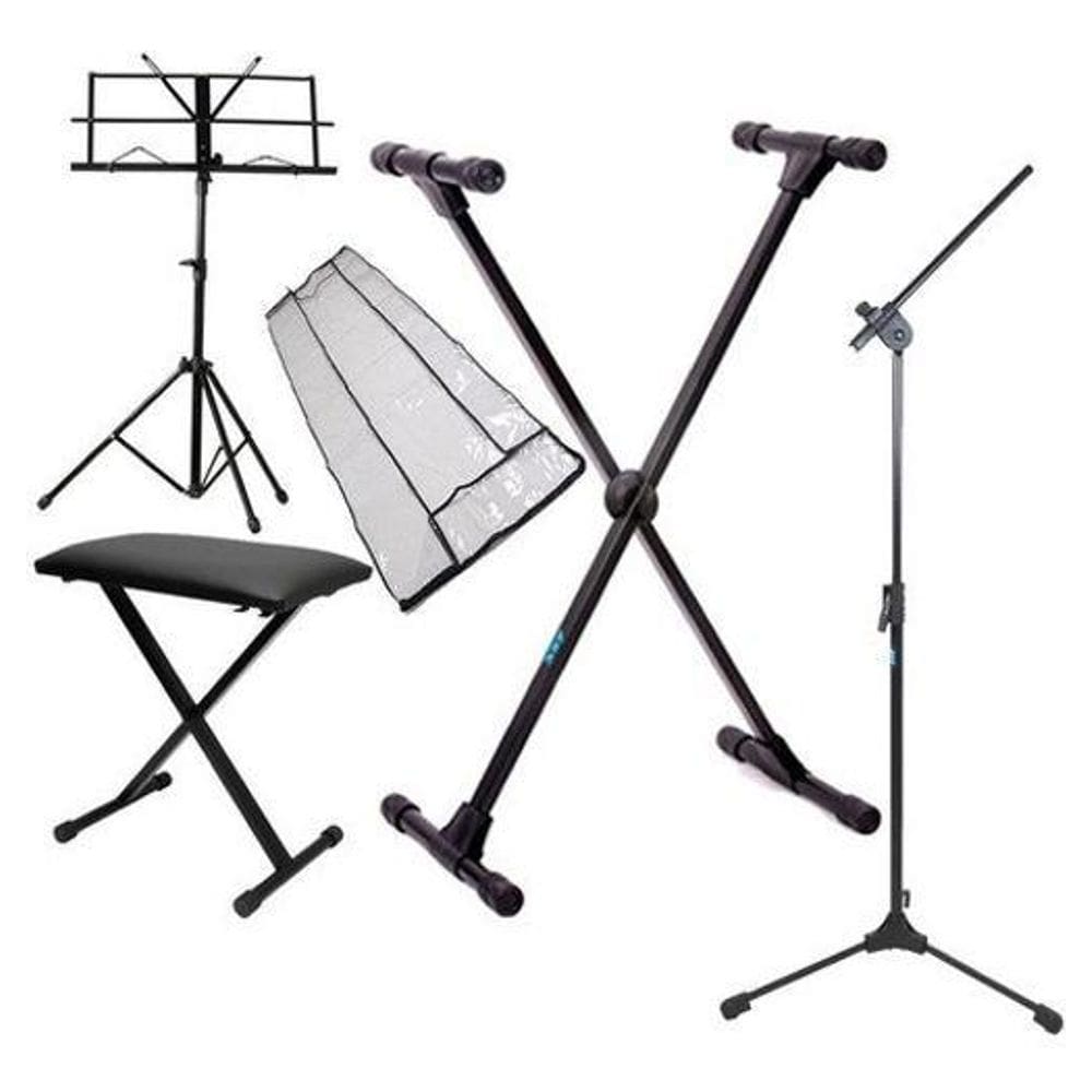 Kit Acessórios Para Teclado Musical + Suporte De Microfone