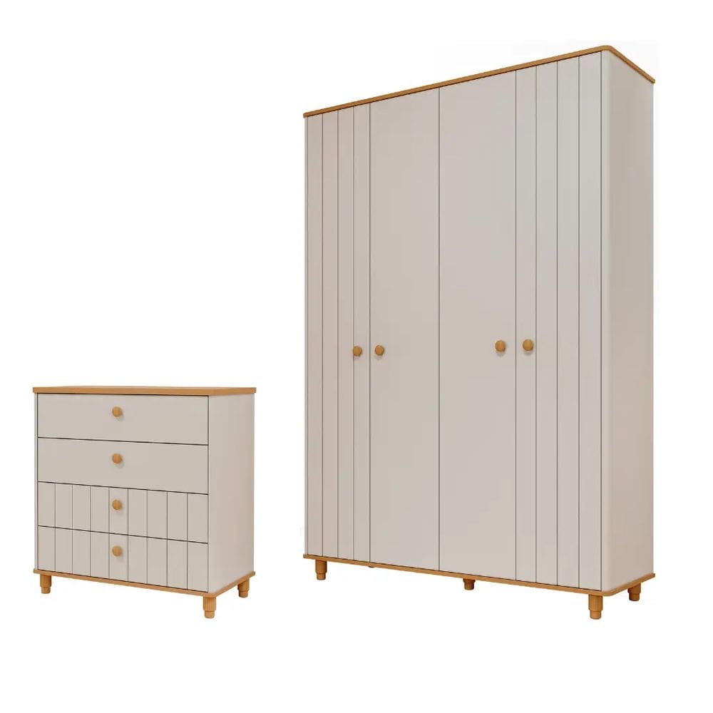 Quarto Bebe Guarda Roupa e Cômoda MDF Dorabelly Cake