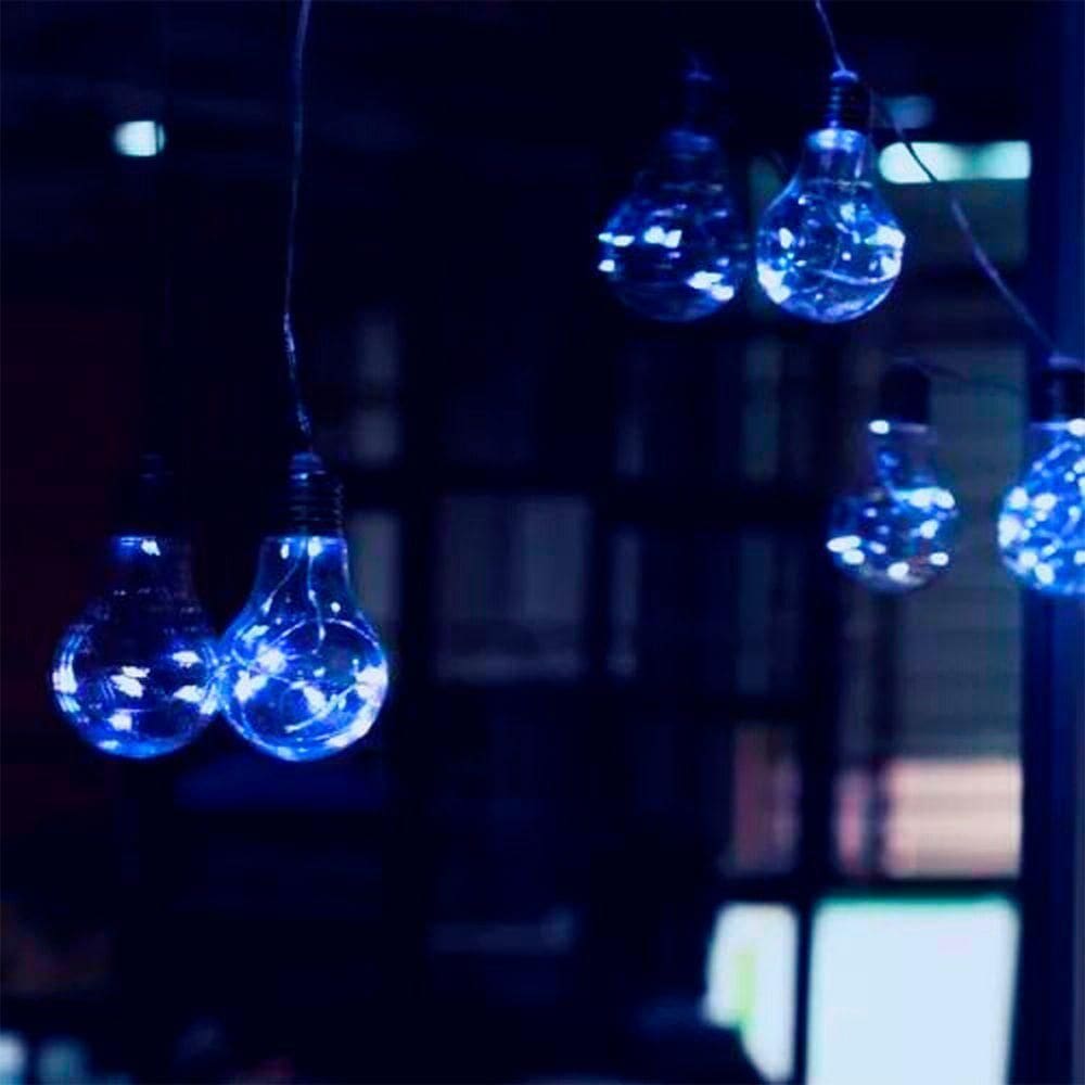 Fio De Fada Com 10 Lampadas De Led Pisca Usb E Pilha Cores:azul