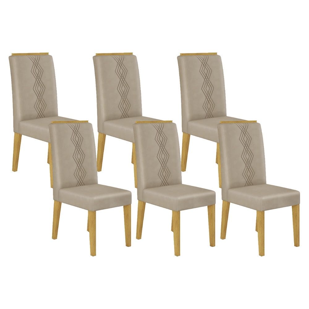 Kit com 06 Cadeiras Yasmin Cedro Veludo Kraft DJ Móveis