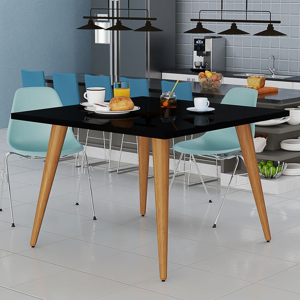 Mesa Quadrada 4 Lugares MDF Com Pés Palito Retrô