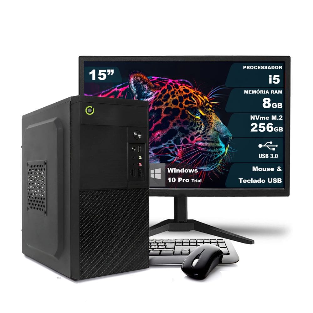 Computador On Corp Completo i5 8GB RAM 256GB NVMe Win10 Monitor 15