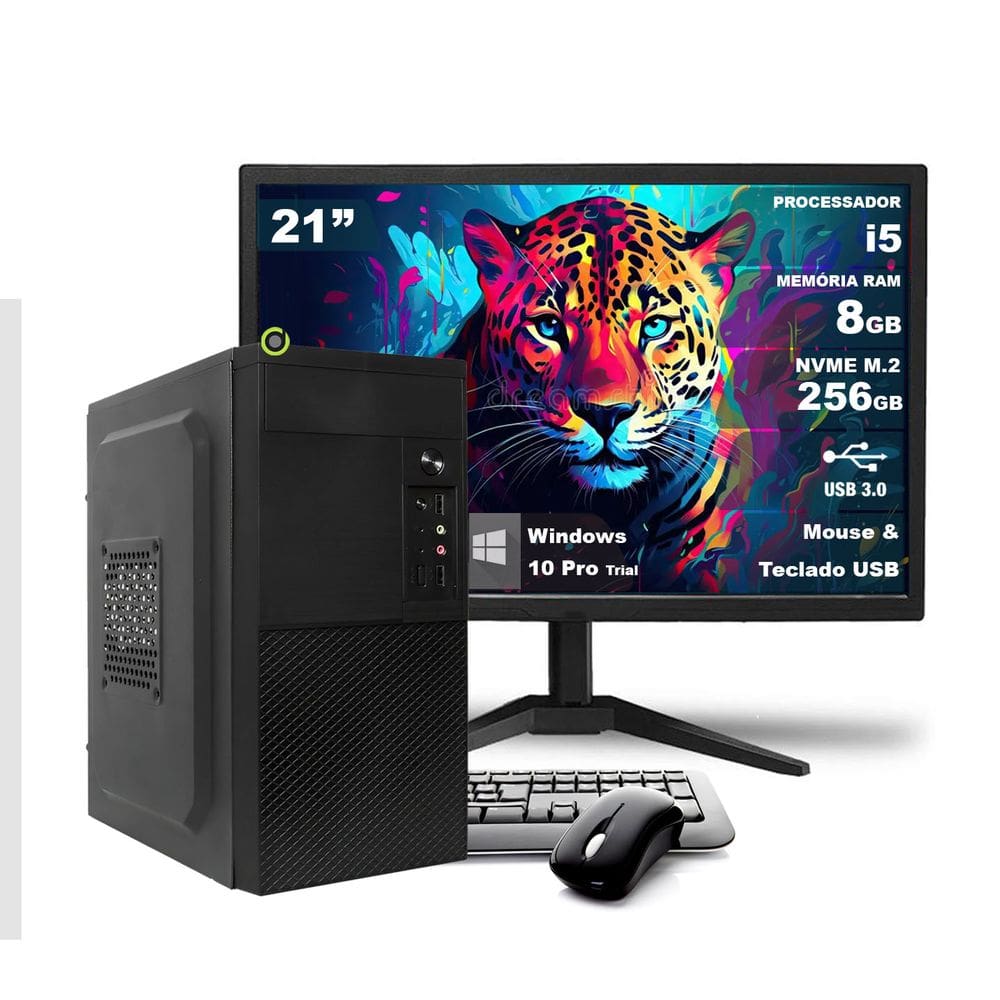 Computador Completo On Corp I5 8GB RAM 256GB NVMe Win10 Monitor 21