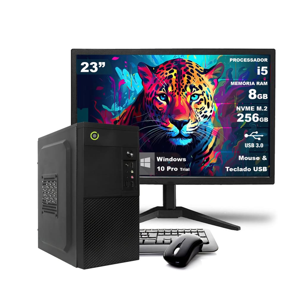 Computador Completo On Corp I5 8GB RAM 256GB NVMe Win10 Monitor 23