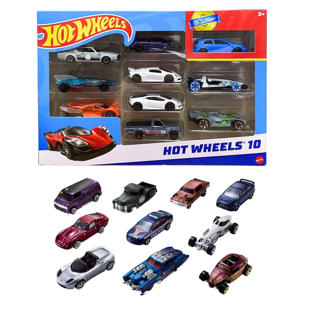 Kit Com 10 Carrinhos Hot Wheels Meninos Mattel 54886