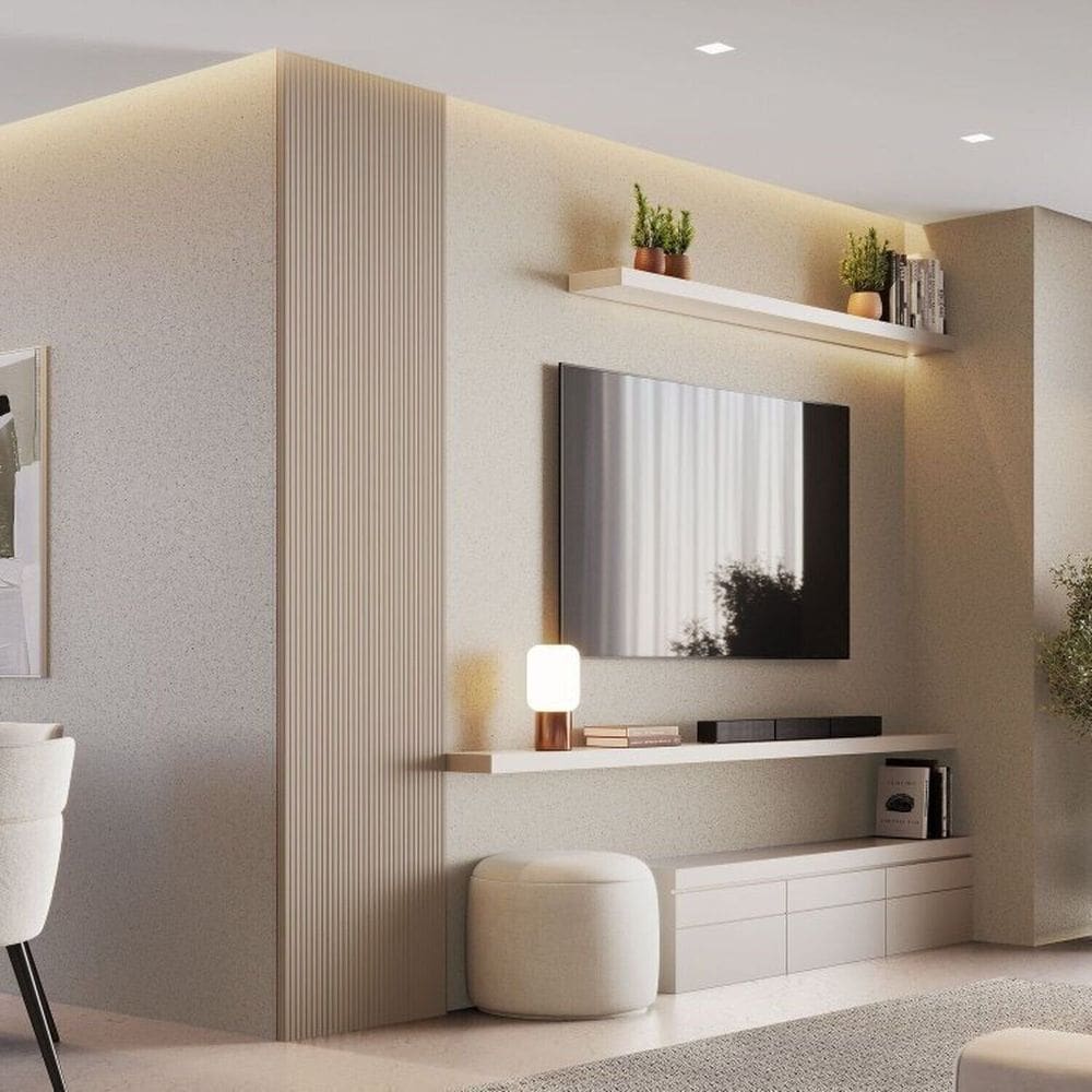 Kit 3 Placas de Painel Ripado Tóquio 250cm X 58cm X 3,3mm rende 4,35m² - Ecorevest Bege
