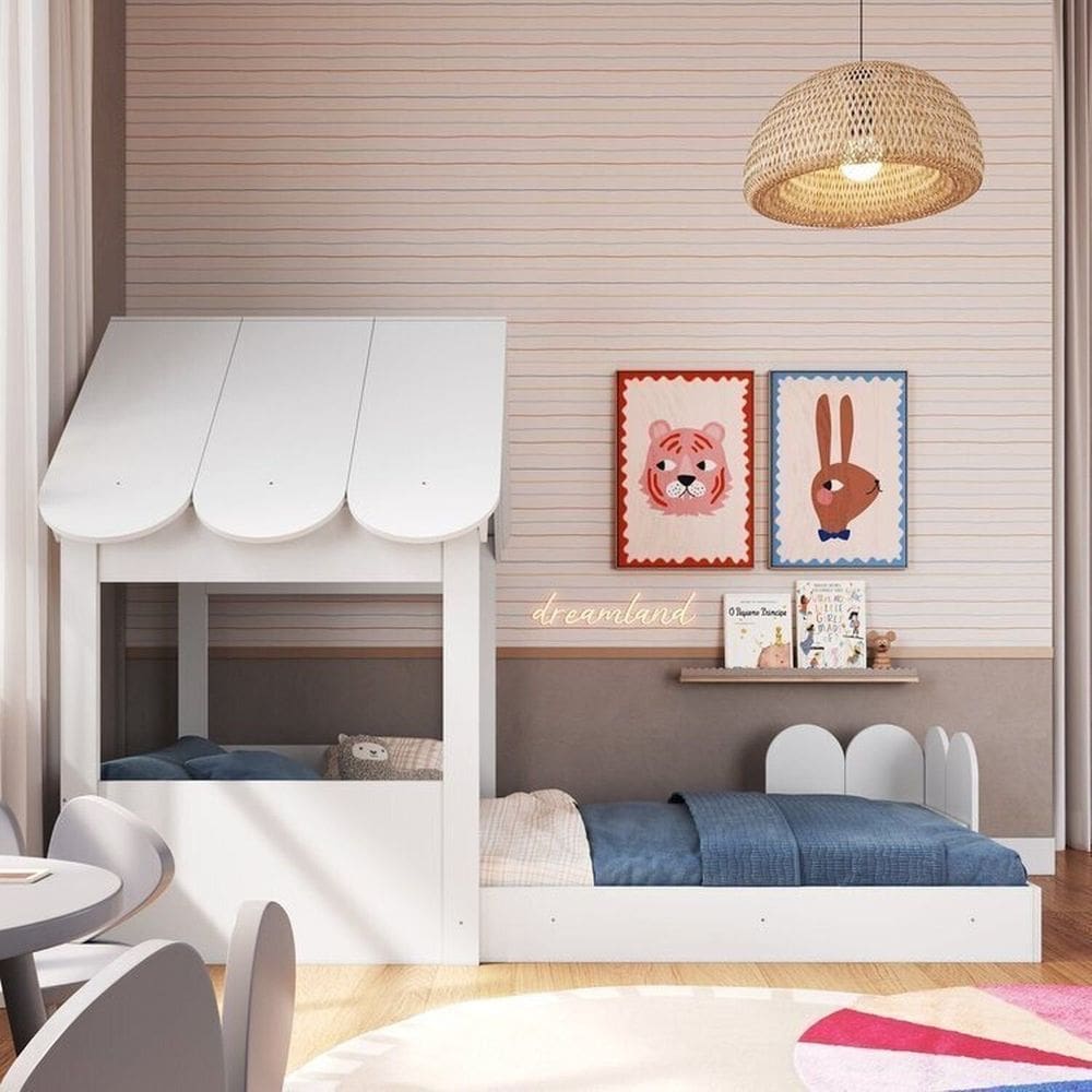 Cama Montessoriana Casinha com Colchão Incluso Branco