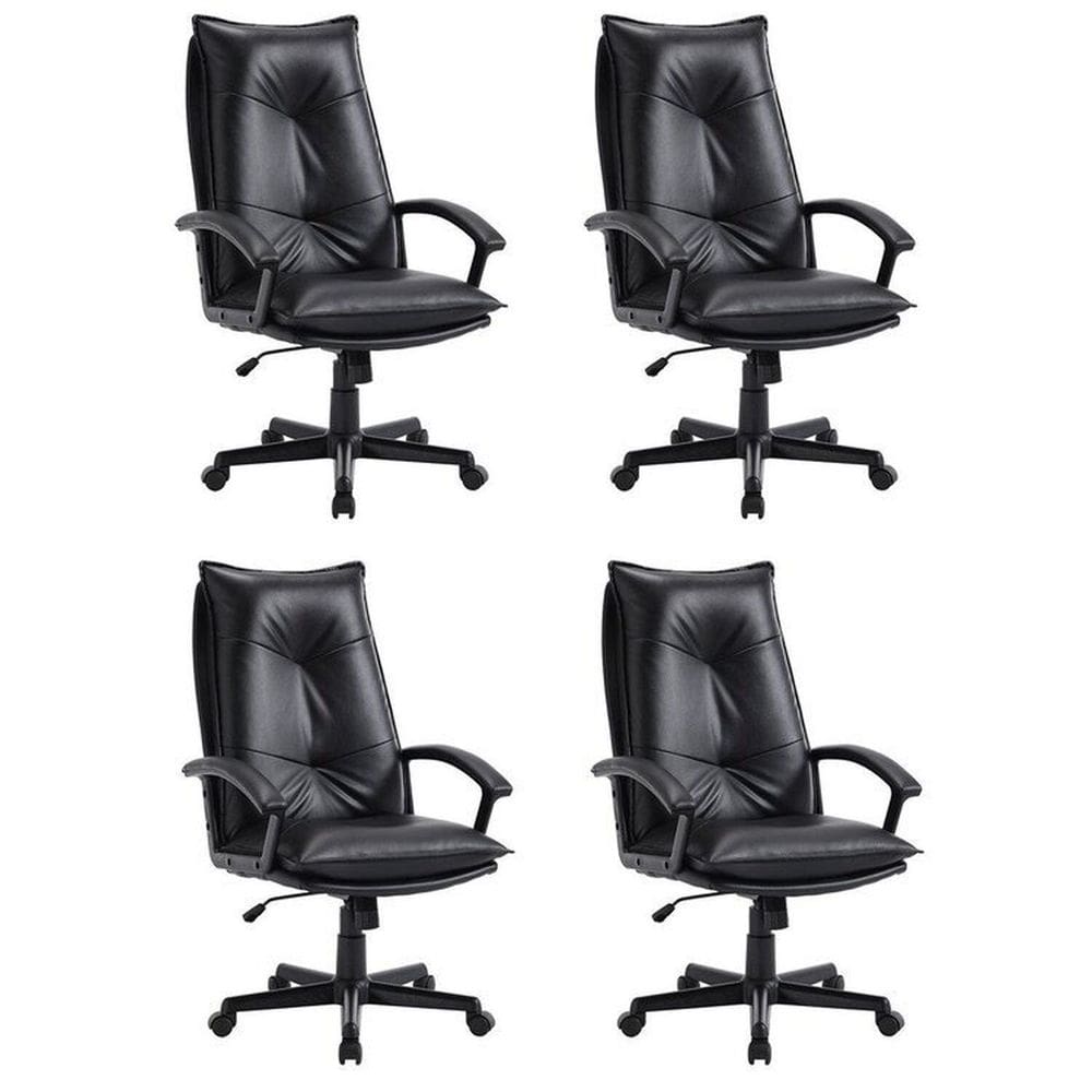 Kit 4 Cadeiras para Escritório Denver Courino Preto