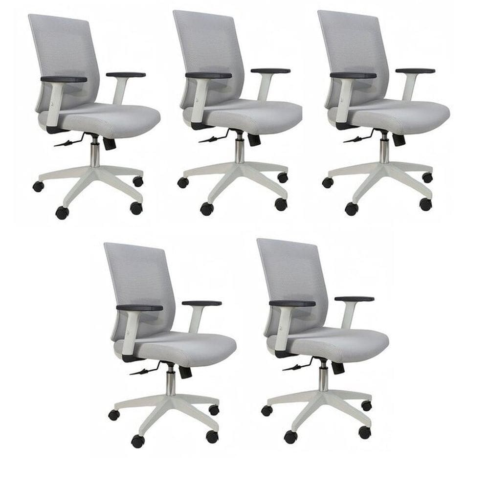 Kit 5 Cadeiras para Escritório Diretor Giratória Dakota Cinza