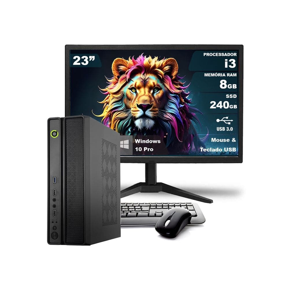 Computador Completo On SLIM I3 8GB 240GB SSD Win10 Monitor 23