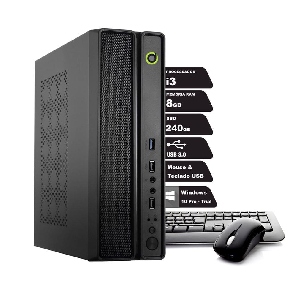 Computador ON Slim i3 3 Geração 8GB DDR3 240GB SSD Windows 10 Pro
