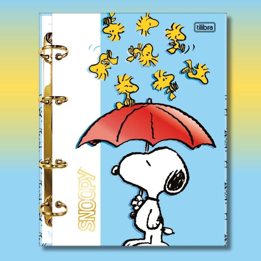 Caderno Argolado Snoopy Cartonado Colegial 17,7 cm x 24 cm 80 Folhas Tilibra Vintage | Papelaria | Decorado | Desenho