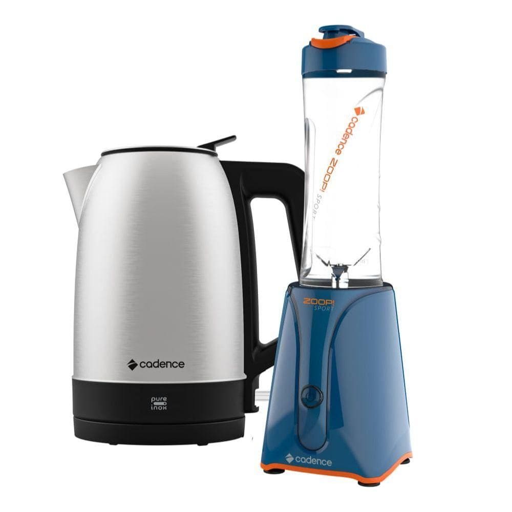 Kit Blender Zoop Sport E Chaleira Elétrica Inox Cadence 110V