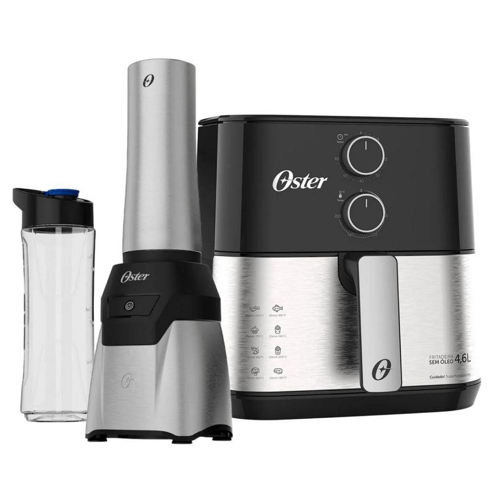 Kit Blender Power Inox E Fritadeira Inox Compact 4,6L Oster 220V