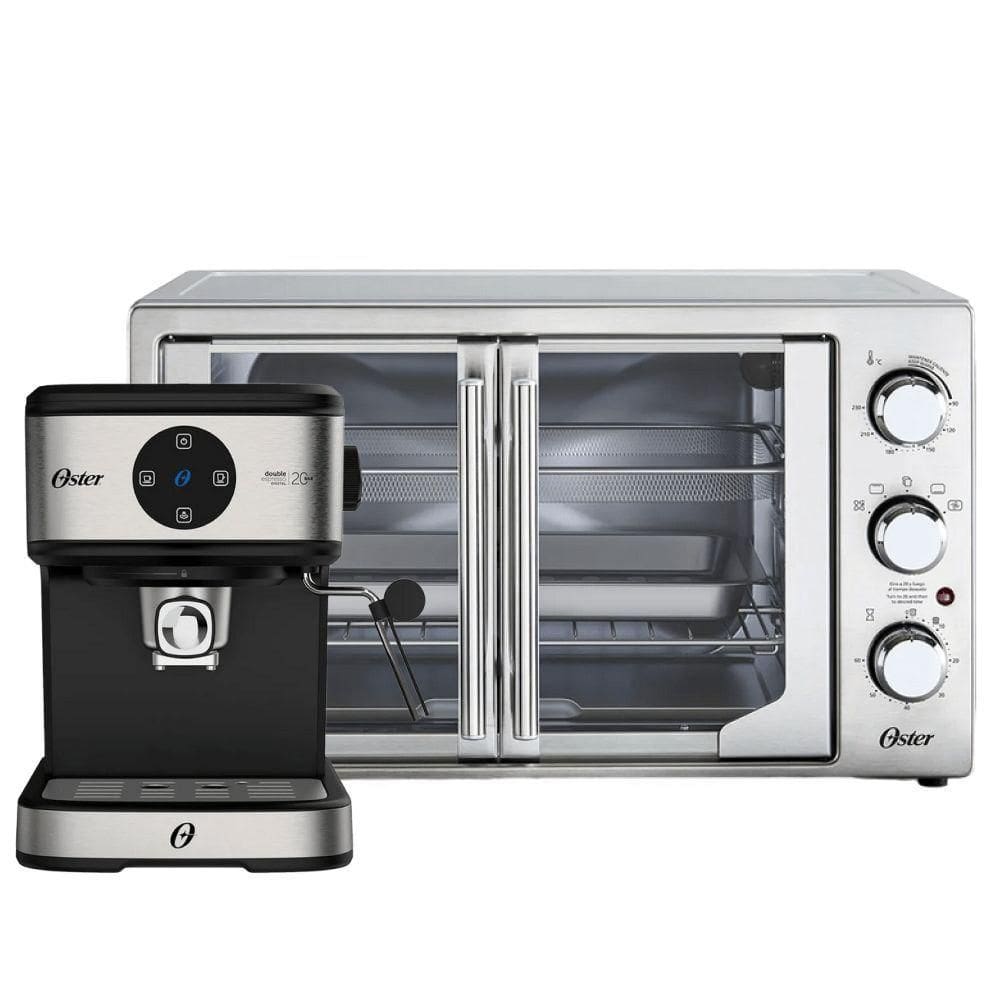 Kit Cafeteira Espresso Double E Forno e Fritadeira 42L French Door Oster 110V
