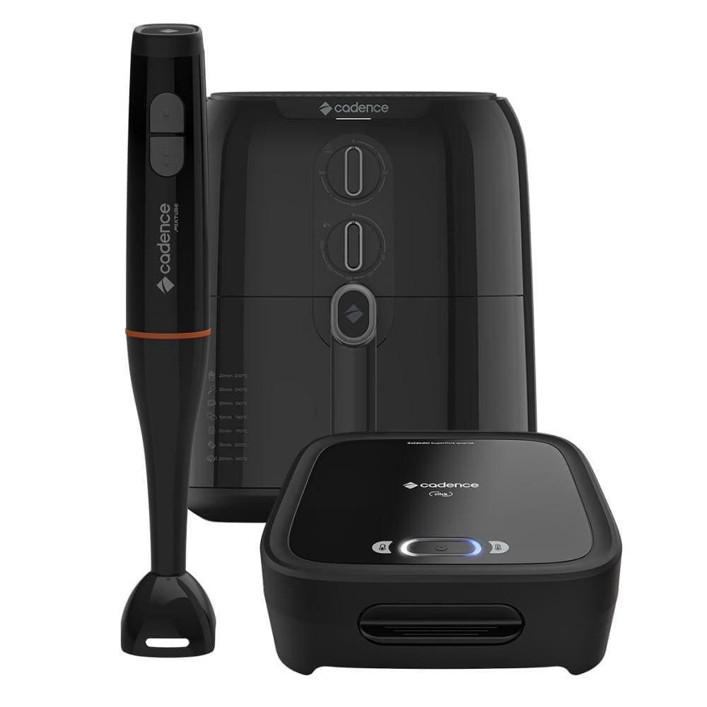 Kit Trio Black Cadence - Sanduicheira Click Fritadeira 4L Mixer 110V