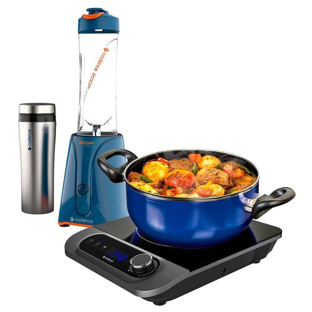 Kit Blender Zoop Sport Inox E Cooktop Por Indução Cadence 220V