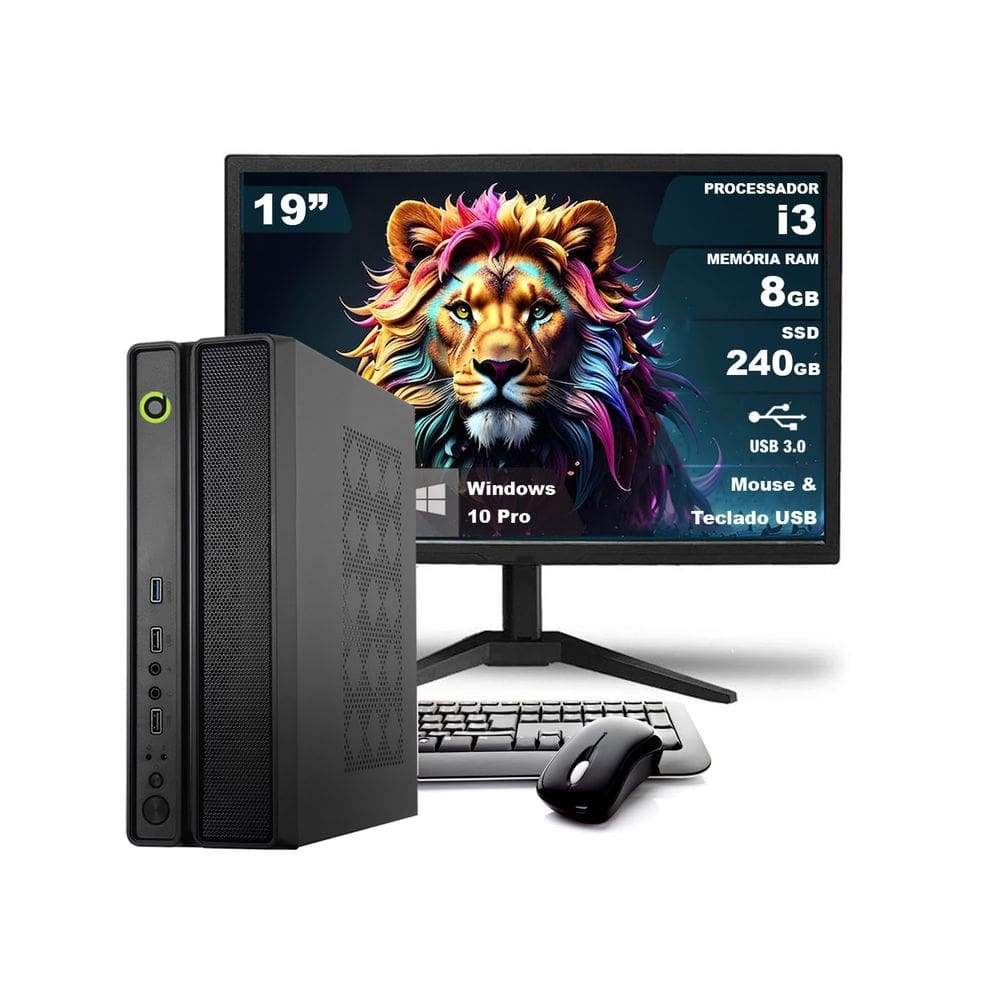 Computador Completo On SLIM I3 8GB 240GB SSD Win10 Monitor 19