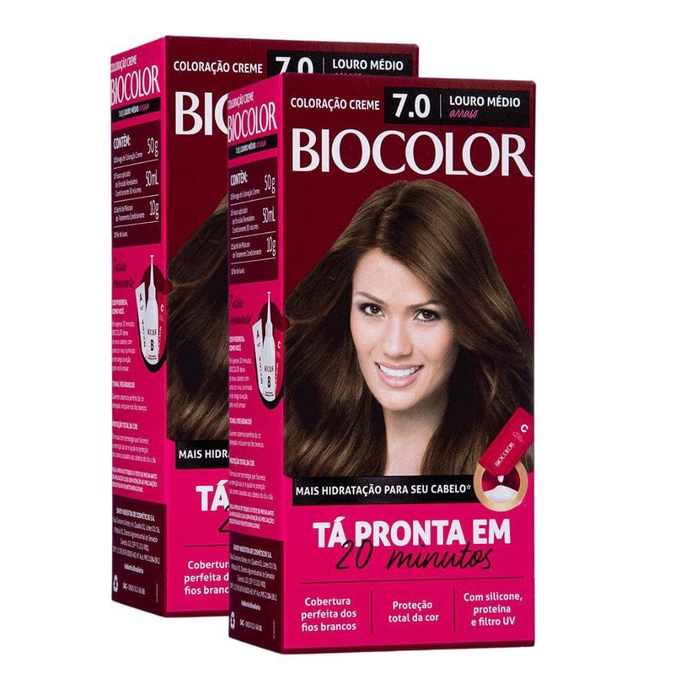Kit 2X Tintura Creme Biocolor Louro Arraso 7.0 Mini Kit