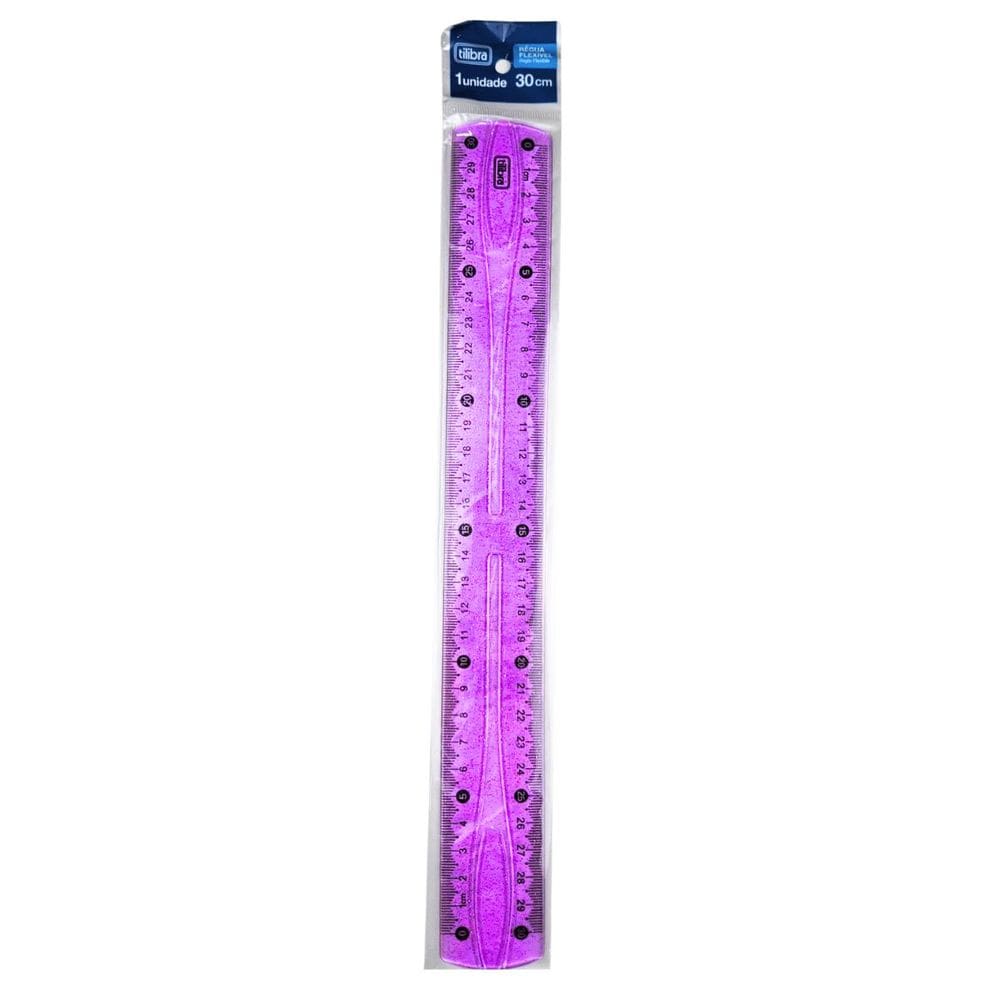 Régua Escolar Flexível c/ Glitter 30cm Lilás - Tilibra
