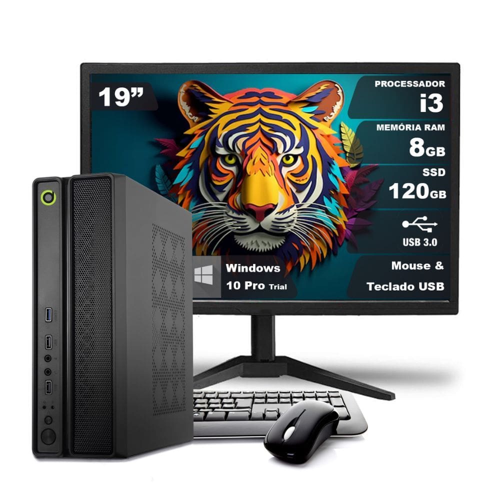 Computador Completo ON SLIM I3 8GB 240GB SSD Monitor 19