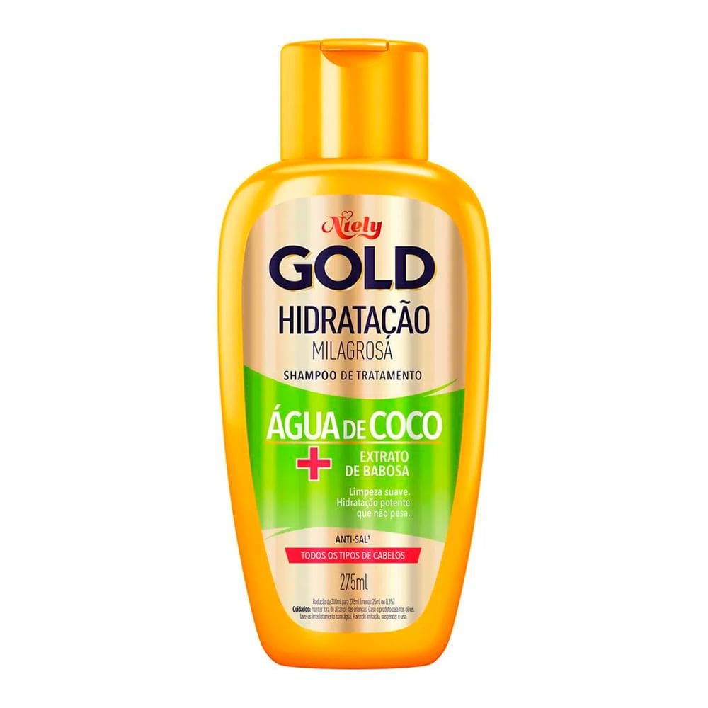 Shampoo Niely Gold Hidratação Milagrosa Óleo de Coco 275ml