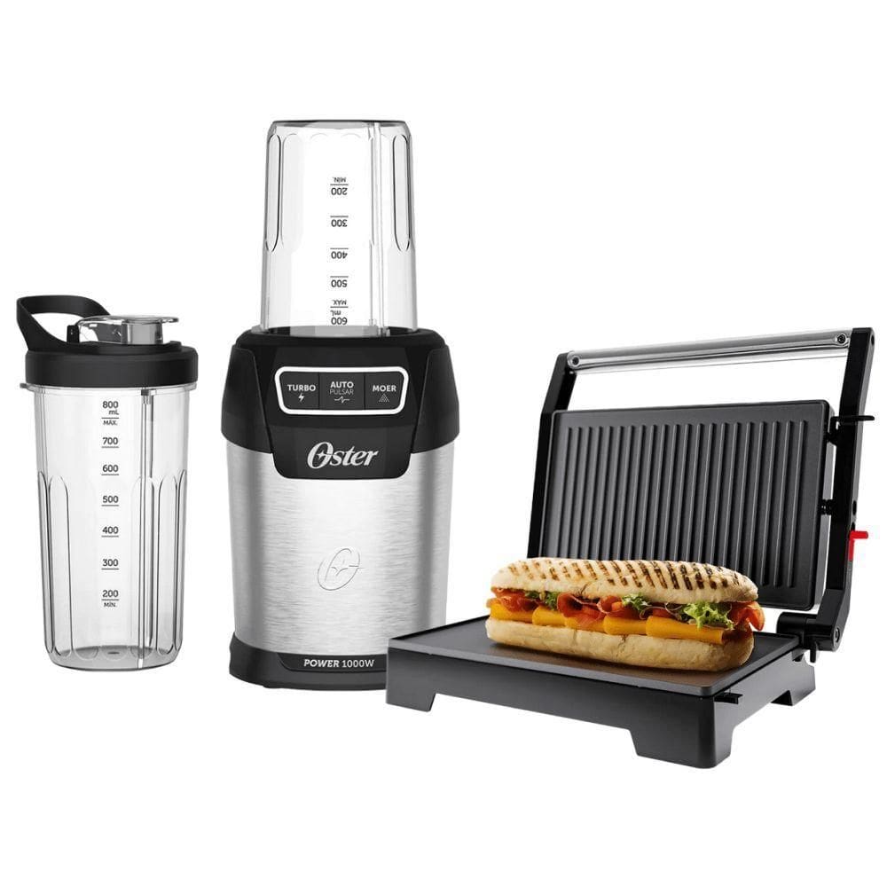 Kit Blender Ultra Power E Mini Grill Elétrico Inox Oster 110V