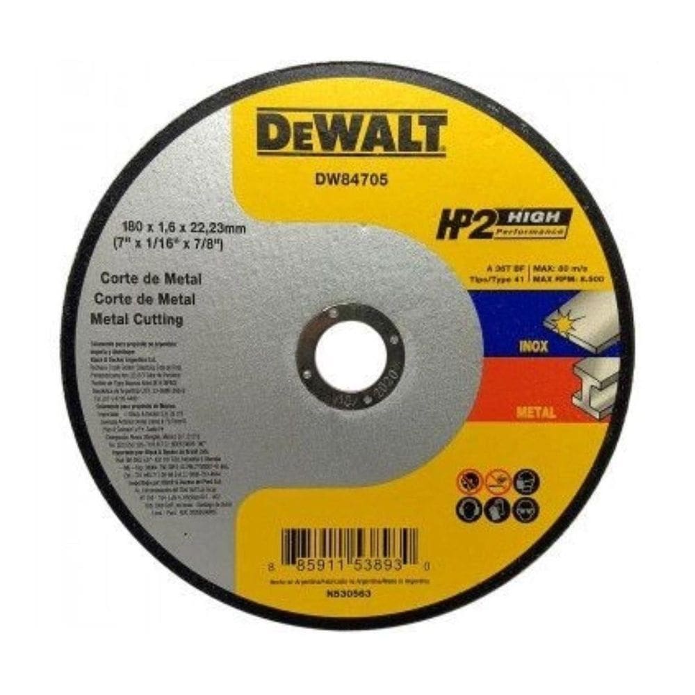 Disco De Corte 7X1/16X7/8 Inox Hp2 Dewalt Dw84705