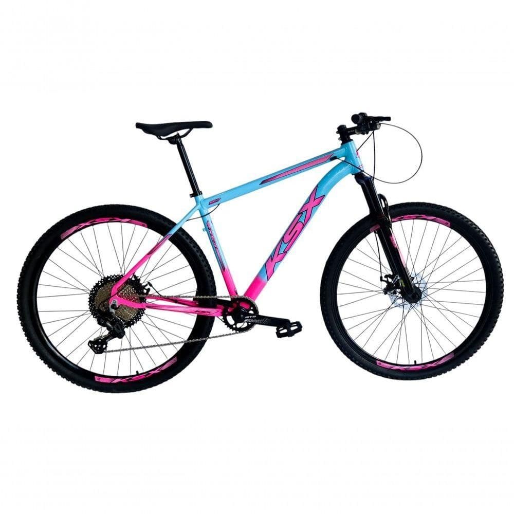 Bicicleta Aro 29 Ksx Sd7 12v Garfo Com Trava K7 11/50 Freios Hidráulicos Kit 1x12 - Rosa/azul Tam. 21