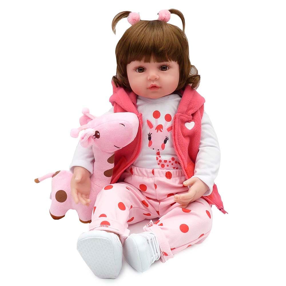 Boneca Bebê Reborn Baby Valentina Realista de Silicone 48 cm