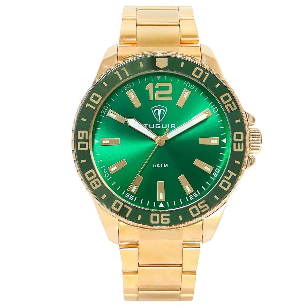 Relógio Masculino Tuguir Analógico Tg160 - Dourado E Verde