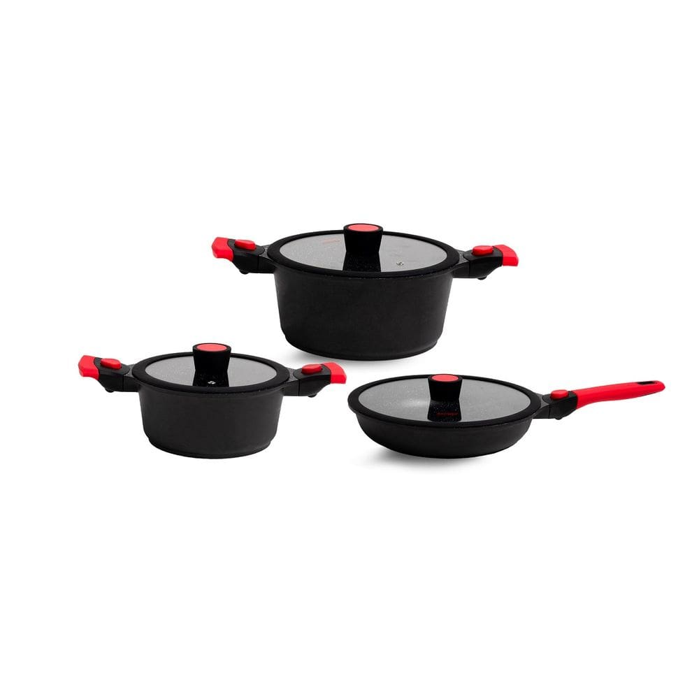 Conjunto de 3 Panelas Antiaderentes Em Mármore AutênticoChef