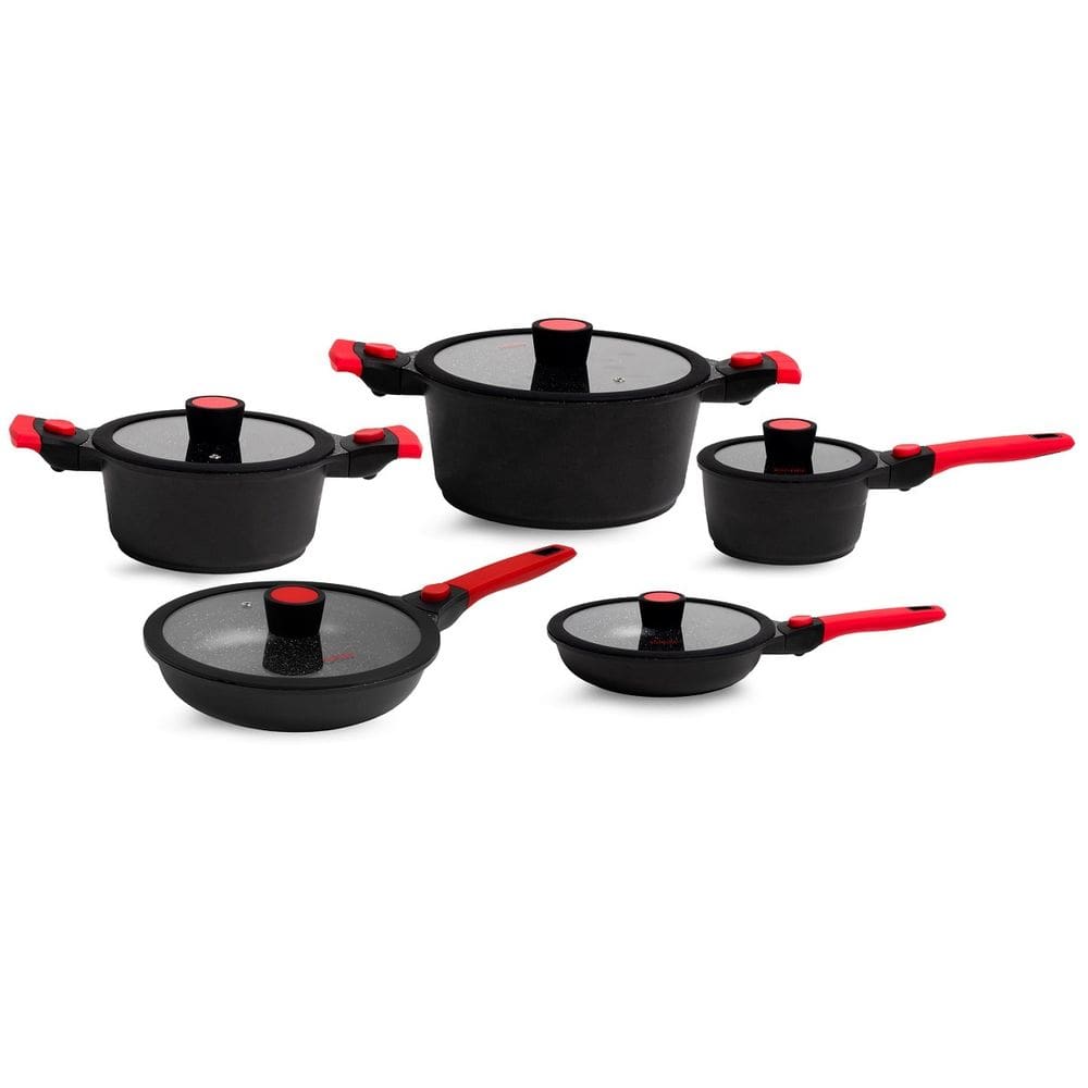 Conjunto de 5 Panelas Antiaderentes Em Mármore Autêntico Chef