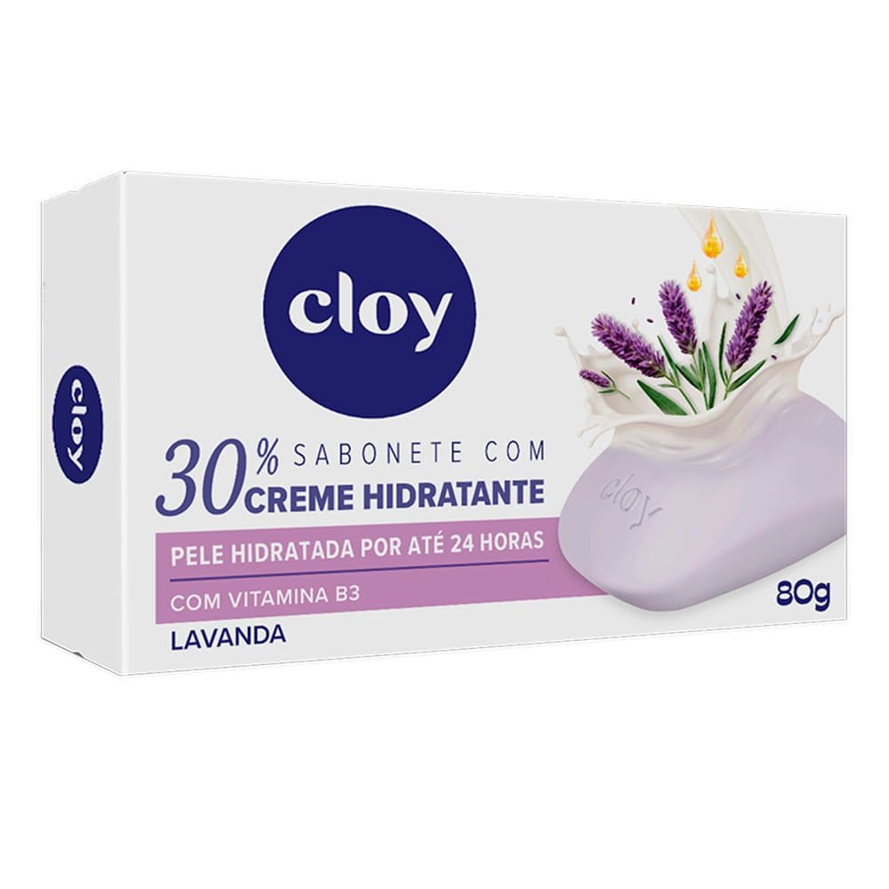 Sabonete em Barra Cloy Lavanda Creme Hidratante 80g