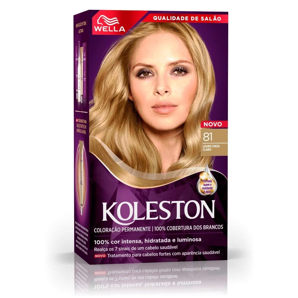 Tintura Creme Koleston Wella Louro Cinza Claro 81 Kit