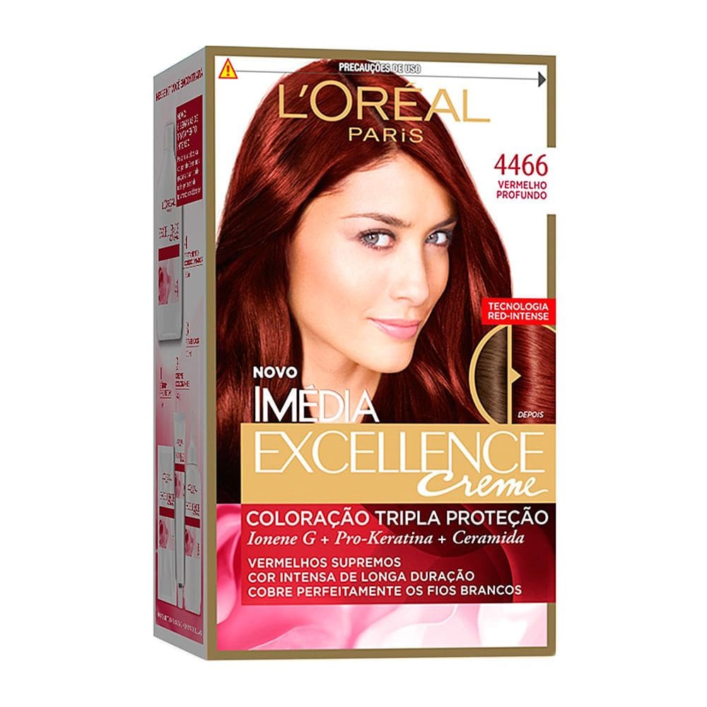 Tintura Creme Imédia Excellence L`oréal Vermelho Profundo 4466 Kit