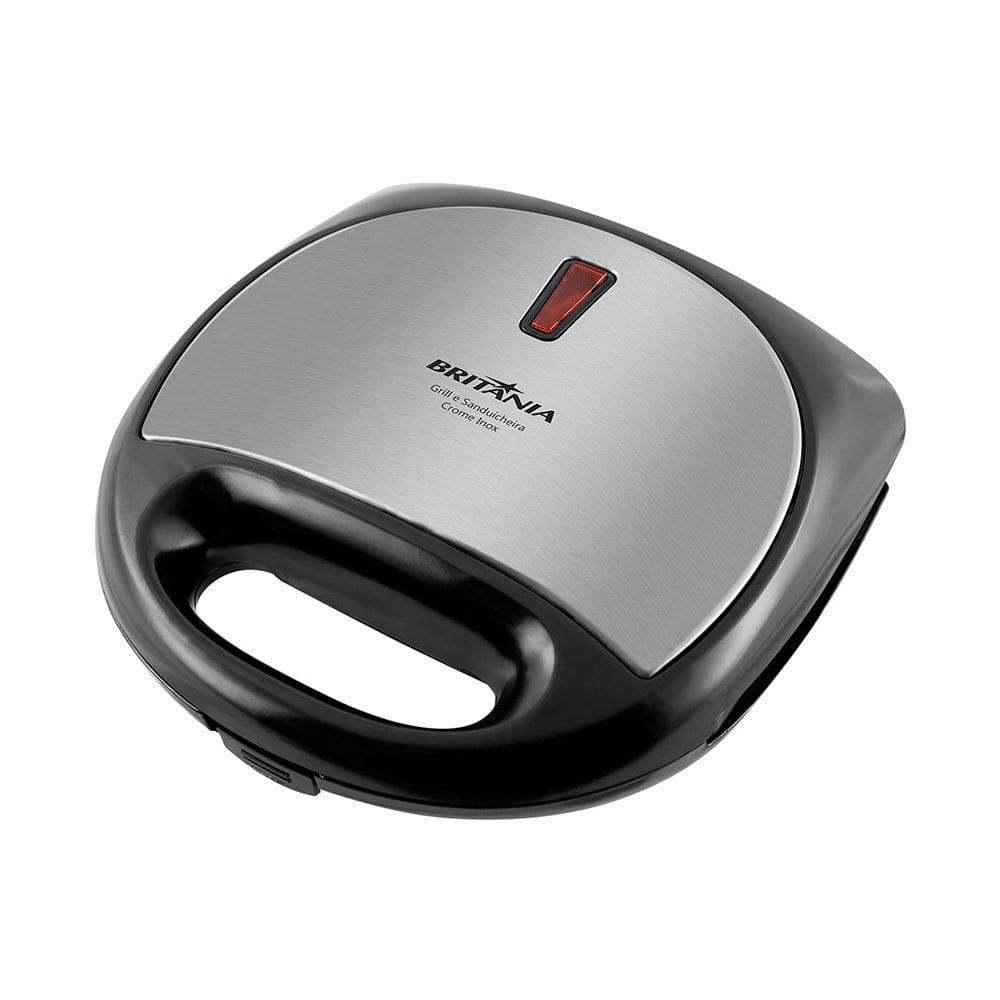 Grill e Sanduicheira Britânia Crome Inox / Preto