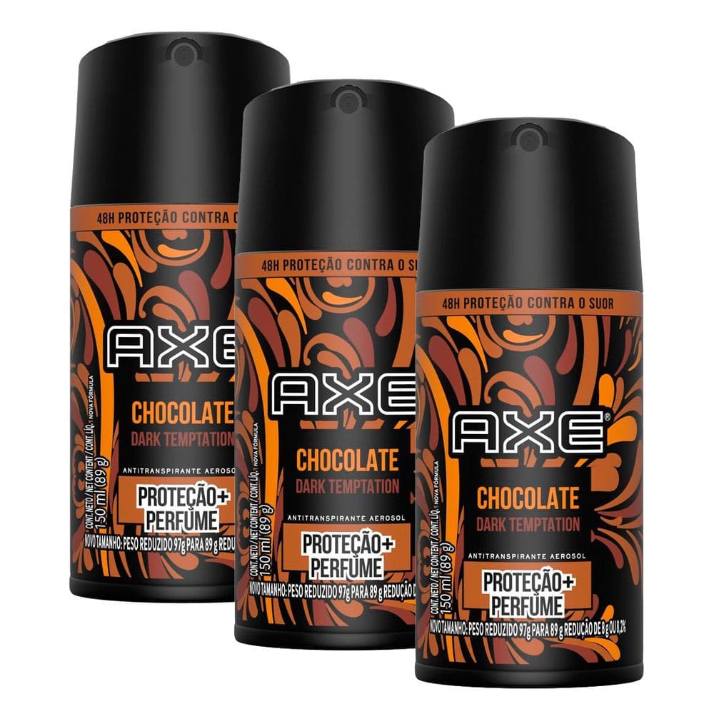 Kit 3 Desodorante Axe Dark Temptation Body Spray Aerosol 150ml