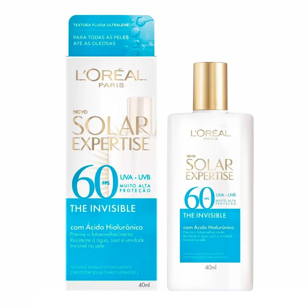 Protetor Solar Facial L`Oréal Paris Solar Expertise The Invisible FPS 60 Sem Cor 40ml
