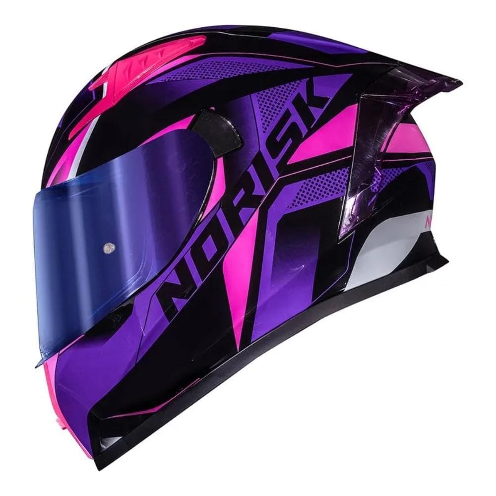 Capacete Norisk Flow Pulse Roxo Com Viseira Extra E Spoiler