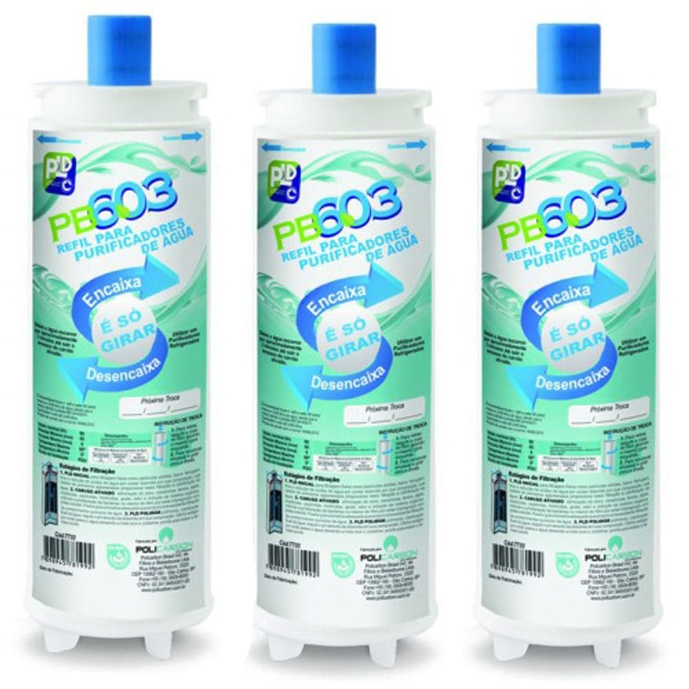 Kit com 3 Refil Filtro Ibbl Pb603 Fr600 Atlantis Bdf Pfn
